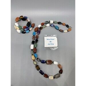 Mine Finds Jay King Gemstone Necklace & Bracelet Set Sodalite Amethyst Agate